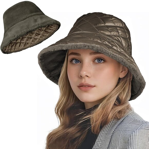Reversible Faux Fur Bucket Hat Windproof Winter Fisherman Cap Chic Trendy